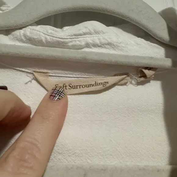 Soft Surroundings White Embroidered Boho Blouse Bell Sleeves Peruvian Cotton 1X - Picture 5 of 10